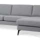 Asksett 51 3D sofa, m. sjeselong - lys granittgr polyesterstoff og Eiffel-ben