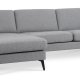 Asksett 51 3D sofa, m. sjeselong - lys granittgr polyesterstoff og Eiffel-ben