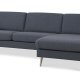 Asksett 51 3D sofa, med sjeselong - marinebltt polyesterstoff og naturlig tre