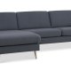 Asksett 51 3D sofa, med sjeselong - marinebltt polyesterstoff og naturlig tre