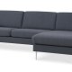 Asksett 51 3D sofa, m. sjeselong - marinebltt polyesterstoff og brstet aluminium