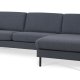 Asksett 51 3D sofa, med sjeselong - marinebltt polyesterstoff og sort metall
