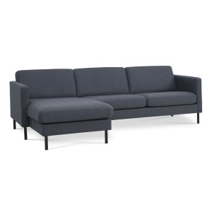 Askset 51 3D-soffa, m schäslong - marinbltt polyestertyg och svart metall