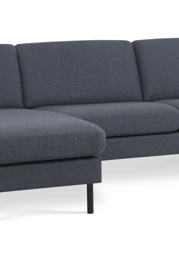 Asksett 51 3D sofa, med sjeselong - marinebltt polyesterstoff og sort metall