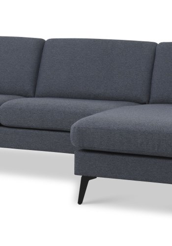 Asksett 51 3D sofa, med sjeselong - marinebltt polyesterstoff og Eiffel-ben