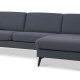 Asksett 51 3D sofa, med sjeselong - marinebltt polyesterstoff og Eiffel-ben