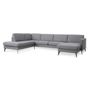 Ask st 54 U OE sofa, m. venstre chaiselong - lys granitgr polyester stof og Eiffel ben