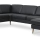 Ash Set 56 U 2C3D Sofa - schwarzes Semianilinleder und Naturholz