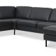 Ash Set 56 U 2C3D Sofa - schwarzes Semianilinleder und schwarzes Metall