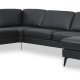 Sofaset Ash 56 U 2C3D - schwarzes Semianilinleder und Eiffel-Beine