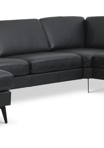 Sofaset Ash 56 U 2C3D - schwarzes Semianilinleder und Eiffel-Beine