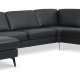 Sofaset Ash 56 U 2C3D - schwarzes Semianilinleder und Eiffel-Beine
