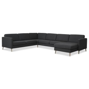 Ask st 56 U 2C3D sofa - antracitgr polyester stof og natur tr