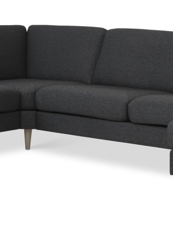 Ash Set 56 U 2C3D Sofa - anthrazitgrauer Polyesterstoff und Naturholz