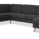 Ash Set 56 U 2C3D Sofa - anthrazitgrauer Polyesterstoff und Naturholz