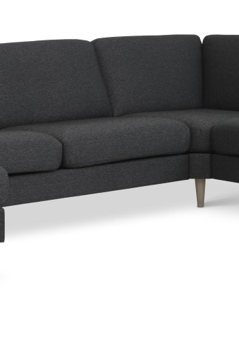 Ash Set 56 U 2C3D Sofa - anthrazitgrauer Polyesterstoff und Naturholz