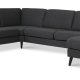 Ash Set 56 U 2C3D Sofa - anthrazitgrauer Polyesterstoff und schwarzes Holz