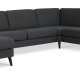 Ash Set 56 U 2C3D Sofa - anthrazitgrauer Polyesterstoff und schwarzes Holz