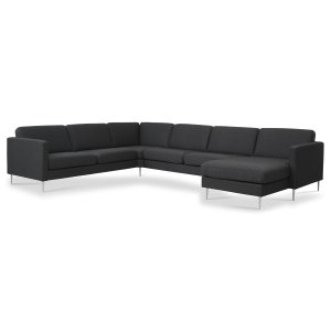 Ask st 56 U 2C3D sofa - antracitgr polyester stof og brstet aluminium