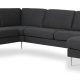 Ash Set 56 U 2C3D Sofa - anthrazitgrauer Polyesterstoff und gebürstetes Aluminium