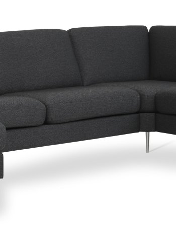 Ash Set 56 U 2C3D Sofa - anthrazitgrauer Polyesterstoff und gebürstetes Aluminium