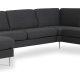 Ash Set 56 U 2C3D Sofa - anthrazitgrauer Polyesterstoff und gebürstetes Aluminium