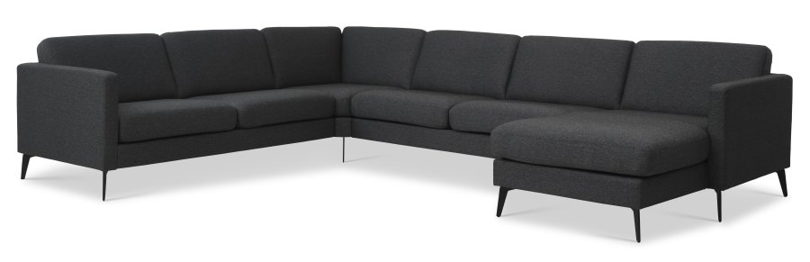 Sofaset Ash 56 U 2C3D – anthrazitgrauer Polyesterstoff und Eiffel-Beine