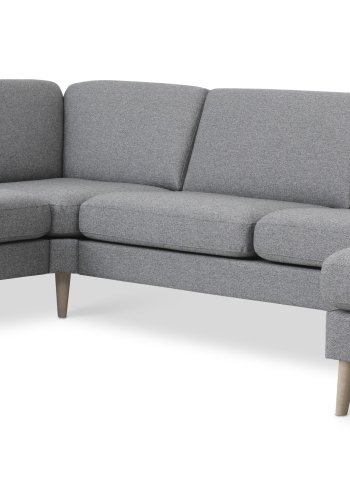 Ash Set 56 U 2C3D Sofa - hellgranitgrauer Polyesterstoff und Naturholz