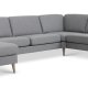 Ash Set 56 U 2C3D Sofa - hellgranitgrauer Polyesterstoff und Naturholz