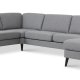 Ash Set 56 U 2C3D Sofa - anthrazitgrauer Polyesterstoff und schwarzes Holz