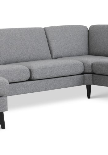 Ash Set 56 U 2C3D Sofa - anthrazitgrauer Polyesterstoff und schwarzes Holz