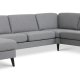 Ash Set 56 U 2C3D Sofa - anthrazitgrauer Polyesterstoff und schwarzes Holz