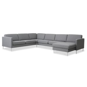 Ask st 56 U 2C3D sofa - lys granitgr polyester stof og brstet aluminium