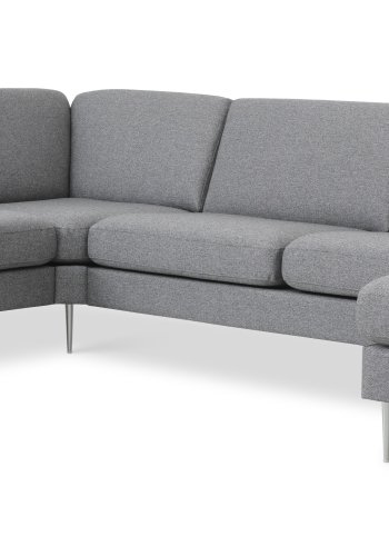 Ash Set 56 U 2C3D Sofa - hellgranitgrauer Polyesterstoff und gebürstetes Aluminium