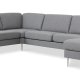 Ash Set 56 U 2C3D Sofa - hellgranitgrauer Polyesterstoff und gebürstetes Aluminium
