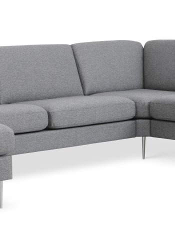 Ash Set 56 U 2C3D Sofa - hellgranitgrauer Polyesterstoff und gebürstetes Aluminium