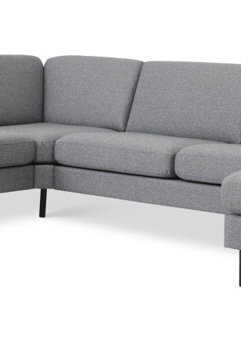 Ash Set 56 U 2C3D Sofa - hellgranitgrauer Polyesterstoff und schwarzes Metall