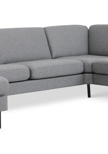 Ash Set 56 U 2C3D Sofa - hellgranitgrauer Polyesterstoff und schwarzes Metall