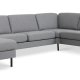 Ash Set 56 U 2C3D Sofa - hellgranitgrauer Polyesterstoff und schwarzes Metall