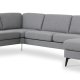 Sofaset Ash 56 U 2C3D – heller granitgrauer Polyesterstoff und Eiffel-Beine