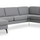 Sofaset Ash 56 U 2C3D – heller granitgrauer Polyesterstoff und Eiffel-Beine