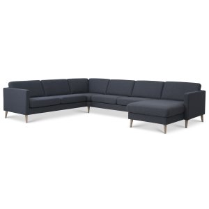 Ask st 56 U 2C3D sofa - navy bl polyester stof og natur tr
