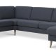 Ash Set 56 U 2C3D Sofa - marineblauer Polyesterstoff und Naturholz