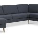 Ash Set 56 U 2C3D Sofa - marineblauer Polyesterstoff und Naturholz