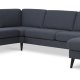 Ash Set 56 U 2C3D Sofa - marineblauer Polyesterstoff und schwarzes Holz