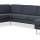 Ash Set 56 U 2C3D Sofa - marineblauer Polyesterstoff und gebürstetes Aluminium