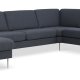 Ash Set 56 U 2C3D Sofa - marineblauer Polyesterstoff und gebürstetes Aluminium