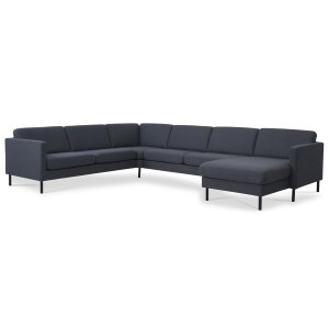 Ask st 56 U 2C3D sofa - navy bl polyester stof og sort metal