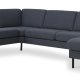 Ash Set 56 U 2C3D Sofa - marineblauer Polyesterstoff und schwarzes Metall