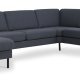 Ash Set 56 U 2C3D Sofa - marineblauer Polyesterstoff und schwarzes Metall